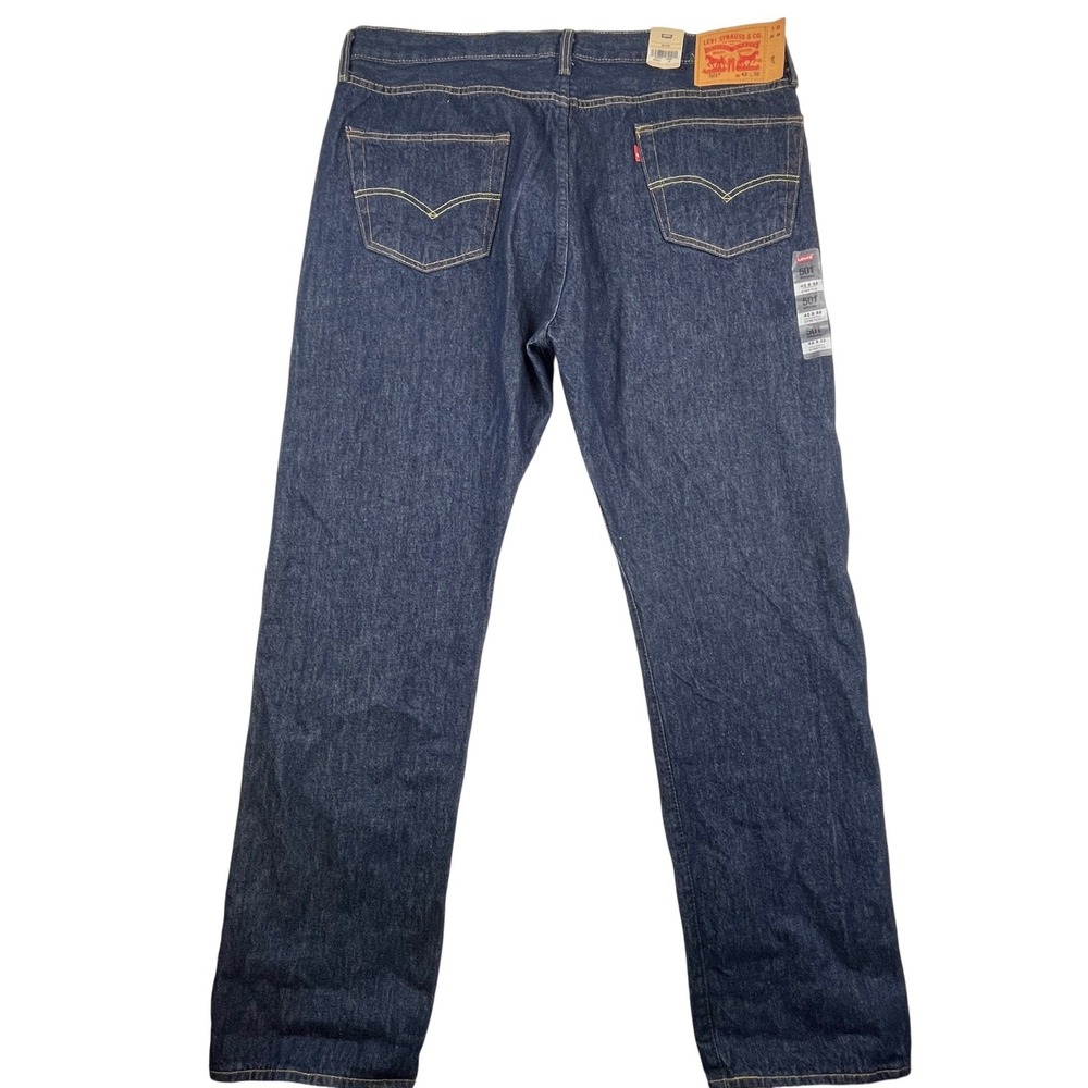 Levis 501 Original Fit Mens Jeans 42x32 Dark Wash Blue Denim Button Fly NWT
